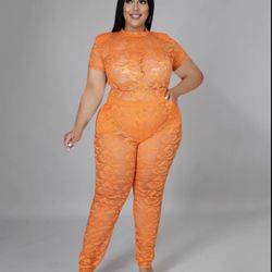 Lace Orange Two Piece 