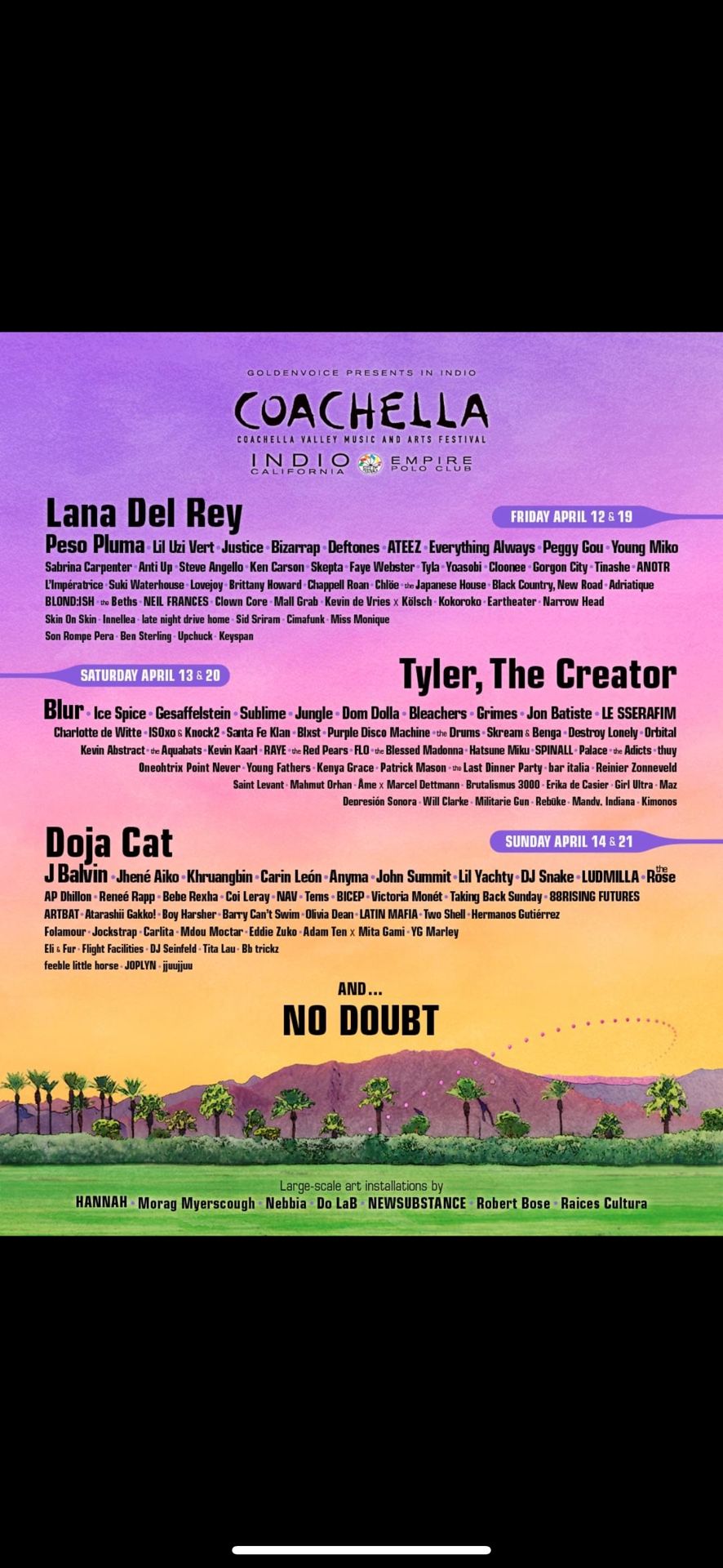 ISO 2 Coachella Weekend 2 Saturday Tickets