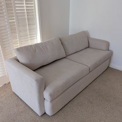 Basil Porcelain White Fabric Sofa 85"