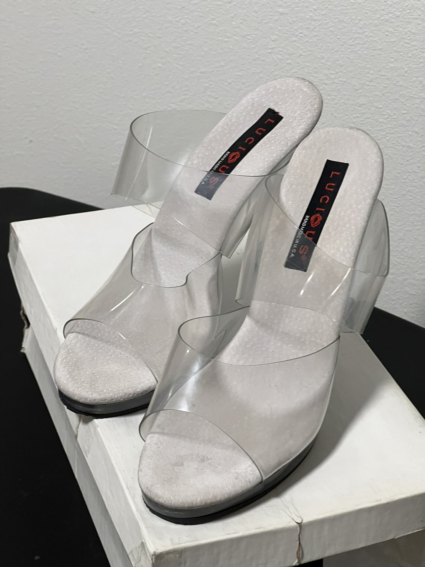 Luscious Clear heels by socialite, 402