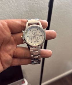 Silver Chronograph Watch with Tachymetre Bezel