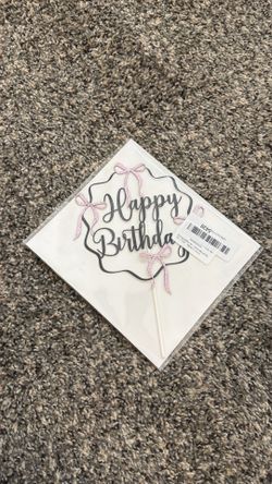 Happy Birthday bow cake topper