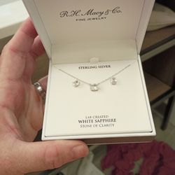 Brand-new White Sapphire Necklace&Earrings 