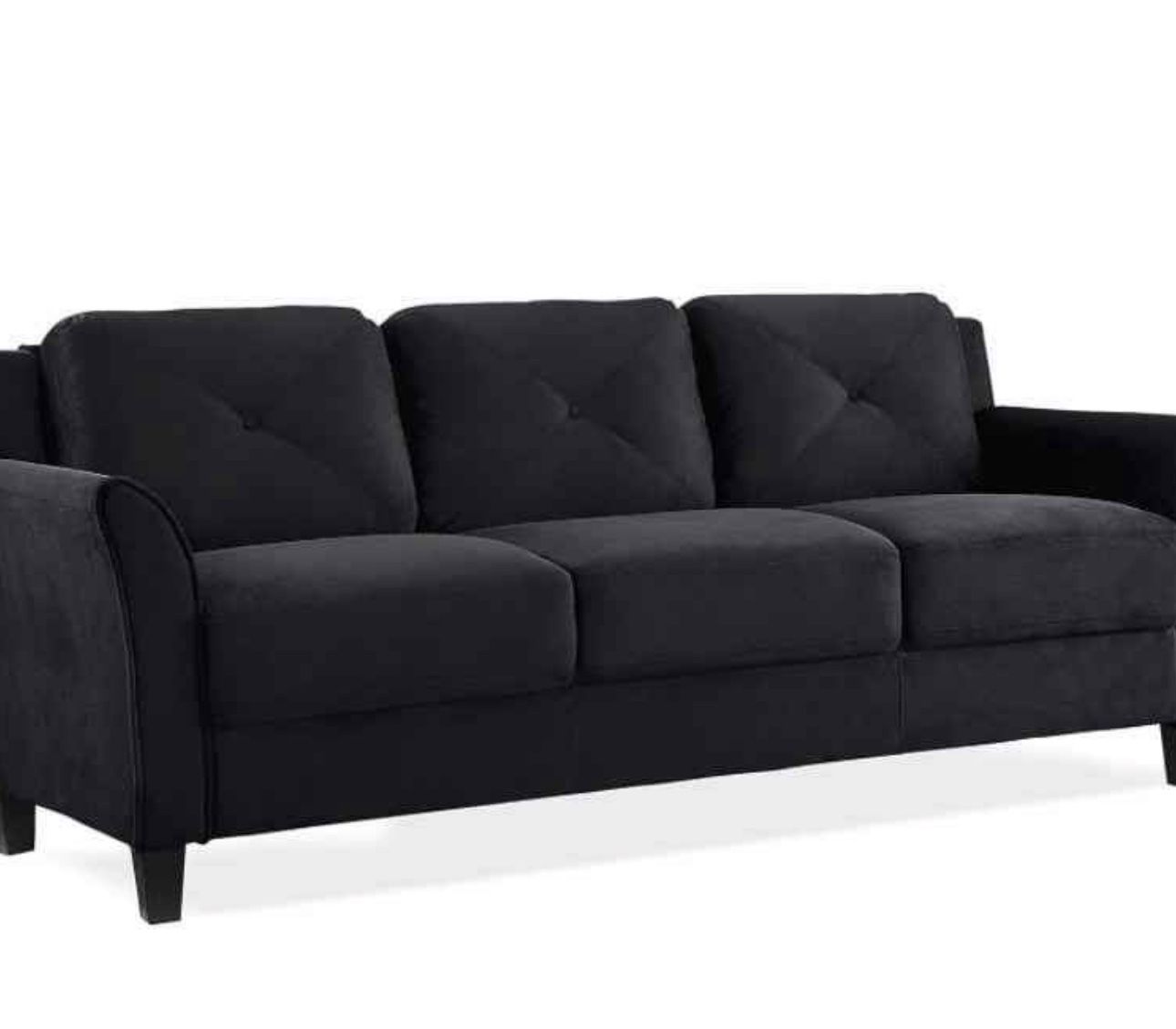 Brand New In Box 3 Seater Black Suede Couch