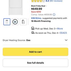 General Electric Gas dryer NEW