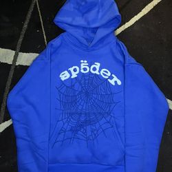 Blue OG Web Sp5der Hoodie Size Medium 