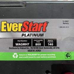 Brand New Never Used EverStart Platinum 800CCA