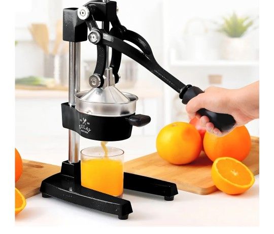  Cast-Iron Orange Juice Squeezer - Easy-to-Clean, Heavy-Duty, Professional Citrus Juicer - Stainless Steel Lemon Squeezer - Manual Citrus