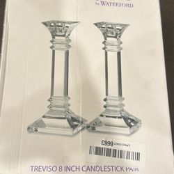 Waterford Crystal Candle Holders 8” New