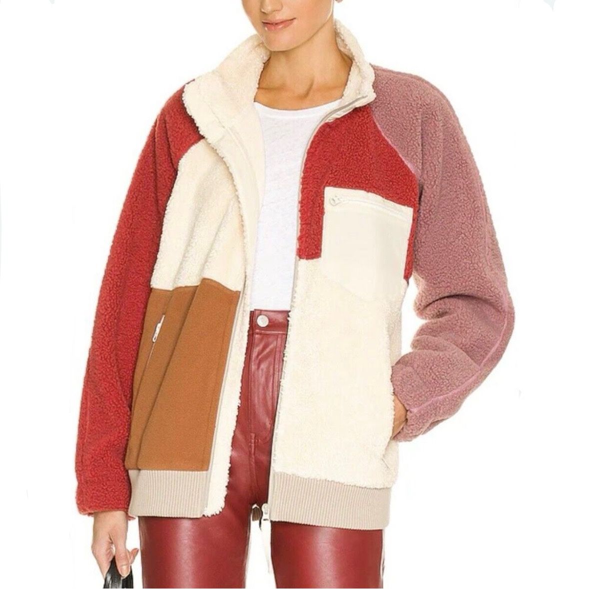 Helmut Lang patchwork faux shearling shaggy fleece unisex jacket size XS NWT