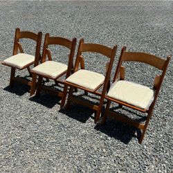 NEW VINGLI Wooden Folding Picnic Chair w/ Cushion Set of 4