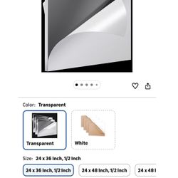 Roowest 1 Pcs 24 x 36 Inch, 1/2 Inch Thick Clear Acrylic Sheets Transparent Plastic Panels Sheets Cut to Size Cast Acrylic Board Panel with Protective