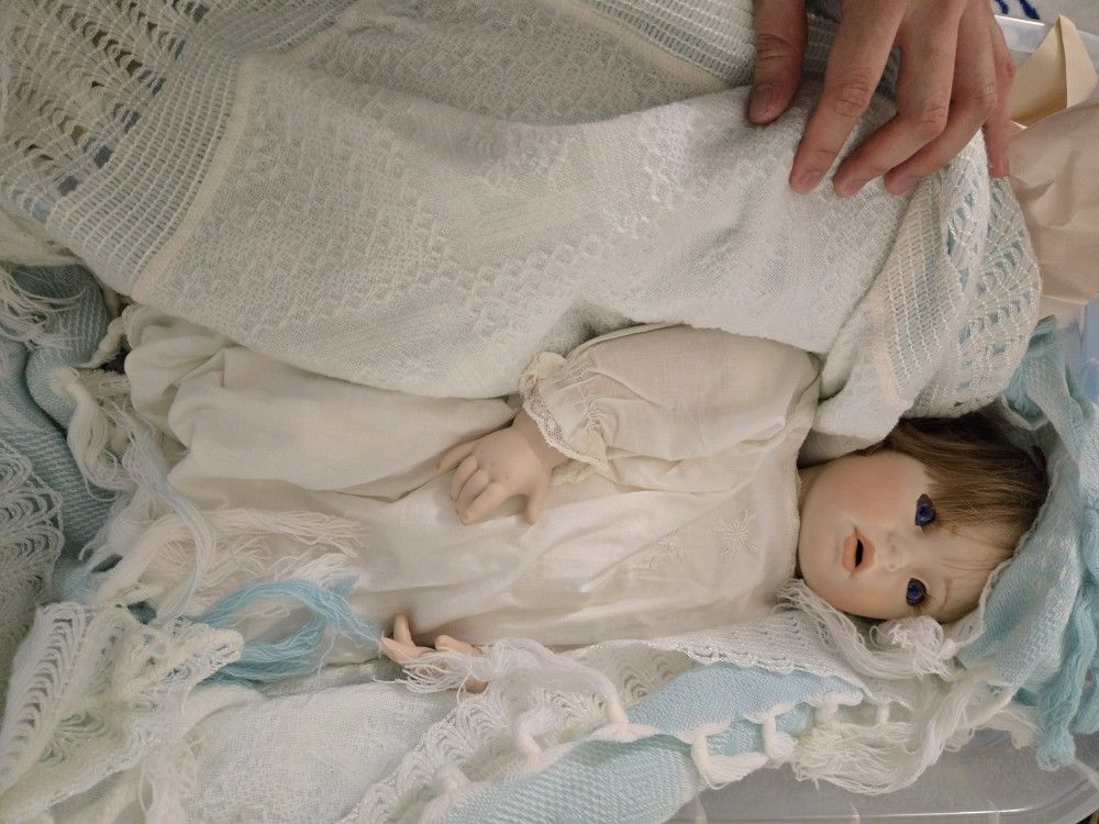 Porcelain Doll Vintage with Baby Clothes