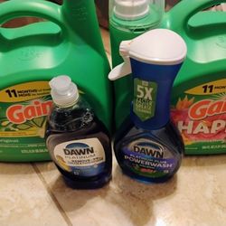 Gain Laundry Soap Jugs,Dawn Power wash&Reg.Dawn,Scent Beads,And Swiffer Floor Cleaner
