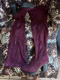 Winter long boots Burgundy
