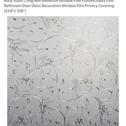 Niviy Static Cling Non-Adhesive Window Film Frosted Glass Film Bathroom Door Glass Decoration Window Film Privacy Covering (23.6"x 236")