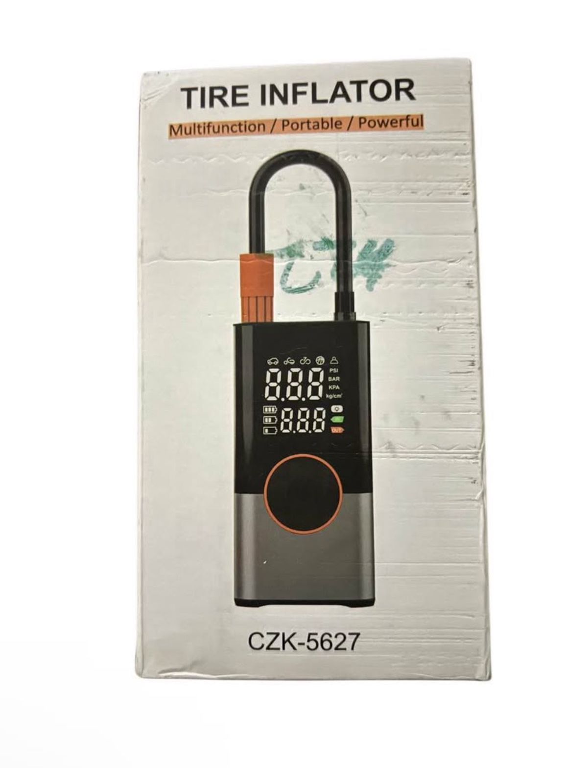 CZK-5627 portable tire inflator and air compressor.