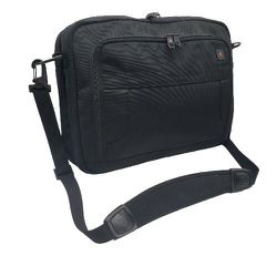 Victorinox Swiss Army Messenger Laptop Travel Pack Med Black Nylon Business Bag 