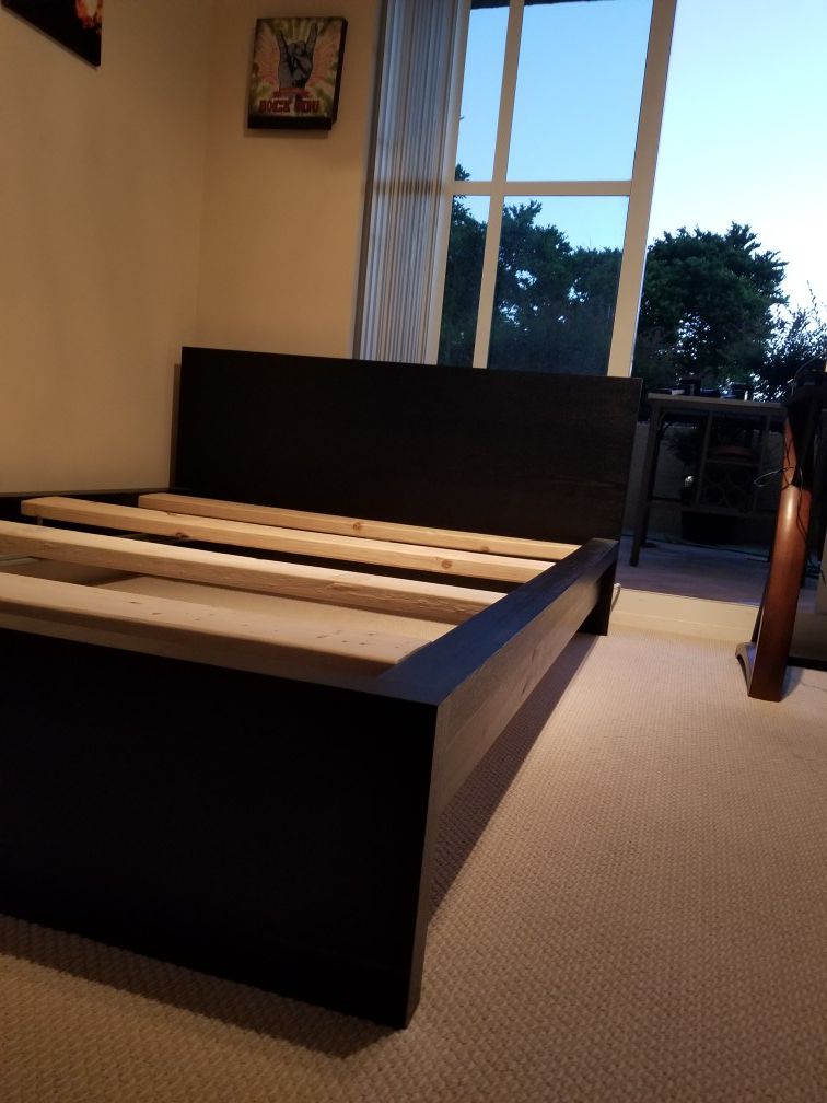 Bed frame and mattress. Needs assembly w/ screws and nuts. Hardware included and separated. Can provide instructions.