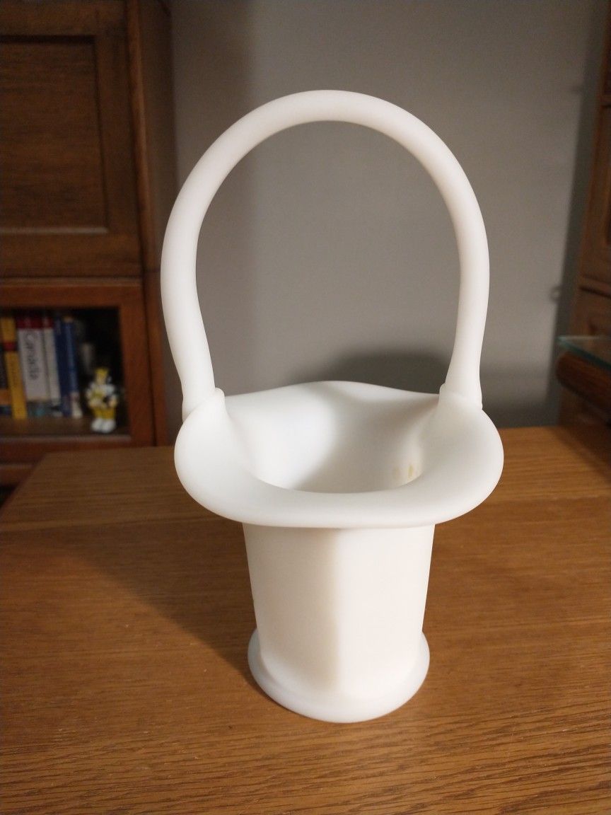  Fenton Hand Painted Signed Satin Floral Basket 