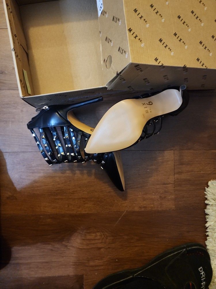 Stiletto 6 Inch Heel Black Ankle Length