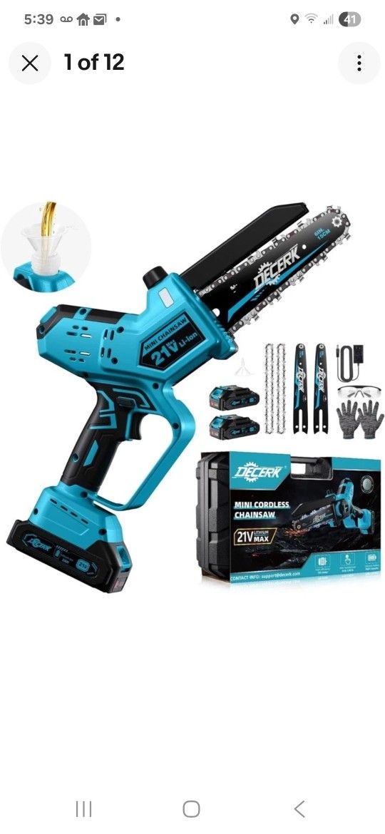 Mini Chainsaw Cordless - DECERK Brushless 6 Inch Electric Chain Saw, Portable