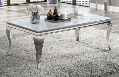 Glass Top Coffee Table with Chrome Legs