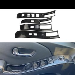Korlot Carbon Fiber 4-Door Window Lift Trim Switch Panel Cover Trim for Nissan Frontier 2022-2025