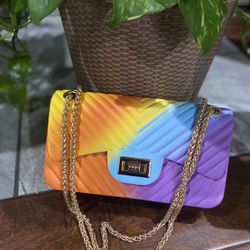 Matte Rainbow Chain Shoulder Crossbody Bag
