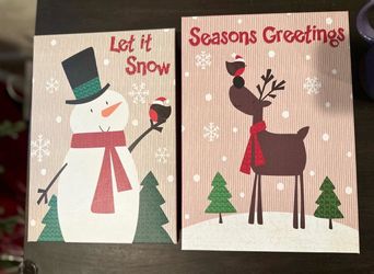 Holiday Christmas Gift Boxes Snowman Reindeer x2