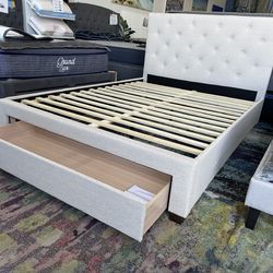 New! Queen Storage Platform Bed Frame With Drawer