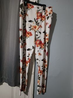 White Floral Print Leggings