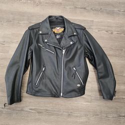 Vintage Harley Davidson black leather jacket women's large