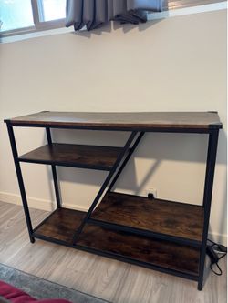 Rectangle Wood Console Table with Storage Shelves