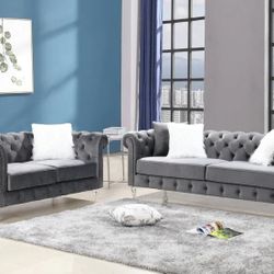 Manchester Gray 2PC Sofa and Loveseat Set

