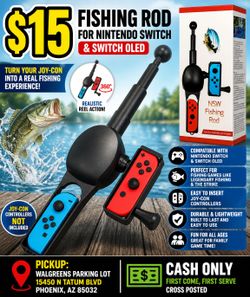 Nintendo Switch Fishing Rod Controller – Joy-Con Fishing Game Accessory (Like New)