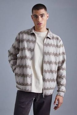 Boohoo Men’s TEXTURED HARRINGTON JACKET Size M