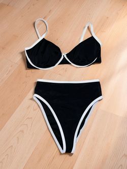Black + White Women’s Two Piece Bikini Size XS