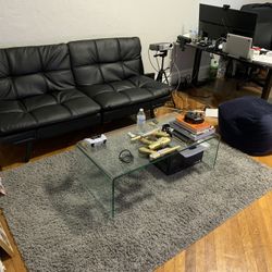 Glass Table And Futon (Can Be Sold Separate)