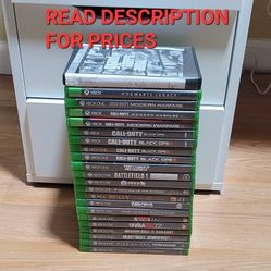 XBOX ONE GAMES, FIRM PRICE, GOOD CONDITION, READ DESCRIPTION FOR PRICES AND AVAILABILITY