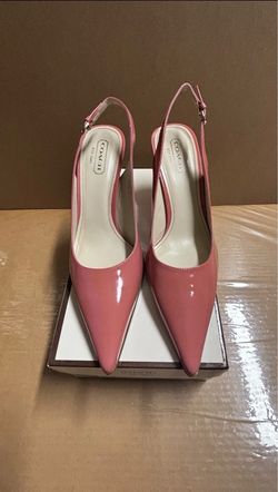 COACH Pink Patent Leather Slingback Pointed Toe Stiletto Heels Buckle 9.5M