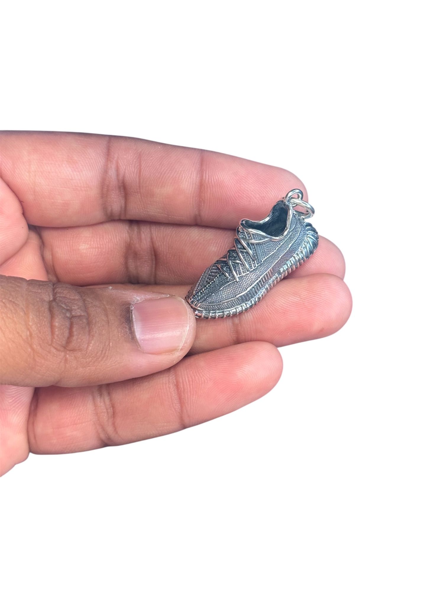 925 Sterling Silver Sneaker Pendant • 12.6g • Detailed Shoe Charm