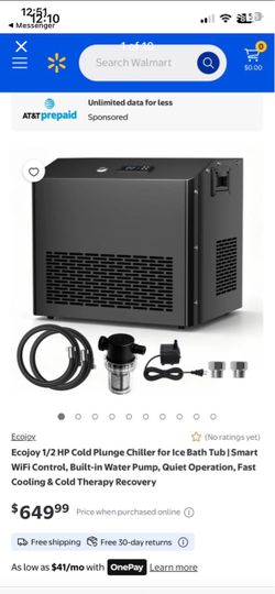1/2 HP Cold Plunge Chiller for Ice Bath Tub | Smart WiFi Control, Built-in Water Pump, Quiet Operati