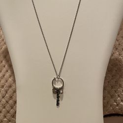 Stainless Steel Hoop Pendant Necklace