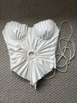 Fashion Nova Aura Pleated White Corset Top XS
