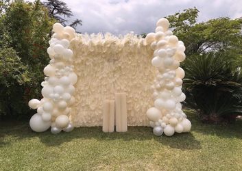 Beige Balloon Feather Backdrop with Free Stand