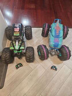 Selling 2 Mega Monster Trucks: Grave Digger and Mega Wrex