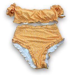 Orange Floral Ruffle Bikini Set