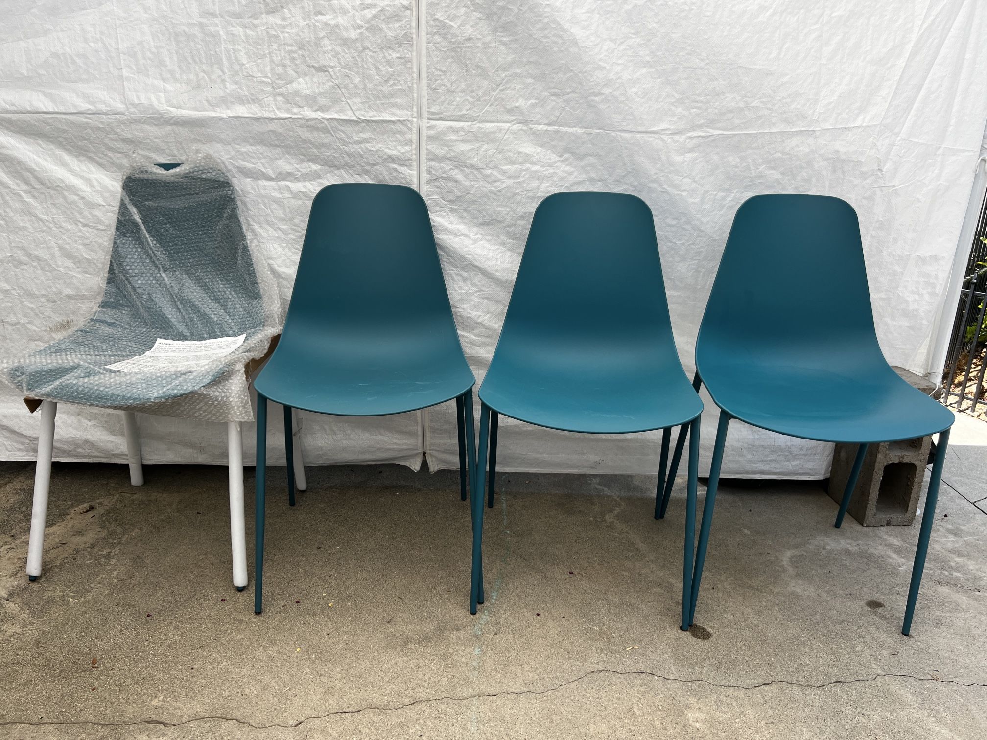 Set Of 4 Article Deep Cove Teal Dining Chairs