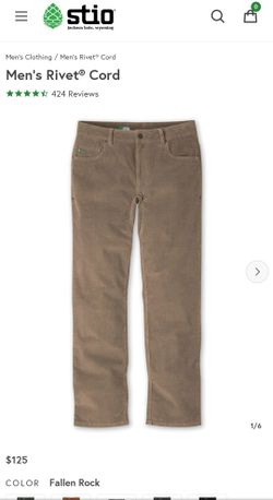 Brand New STIO Corduroy Rivet Pants Fallen Rock Men's 36 X 32